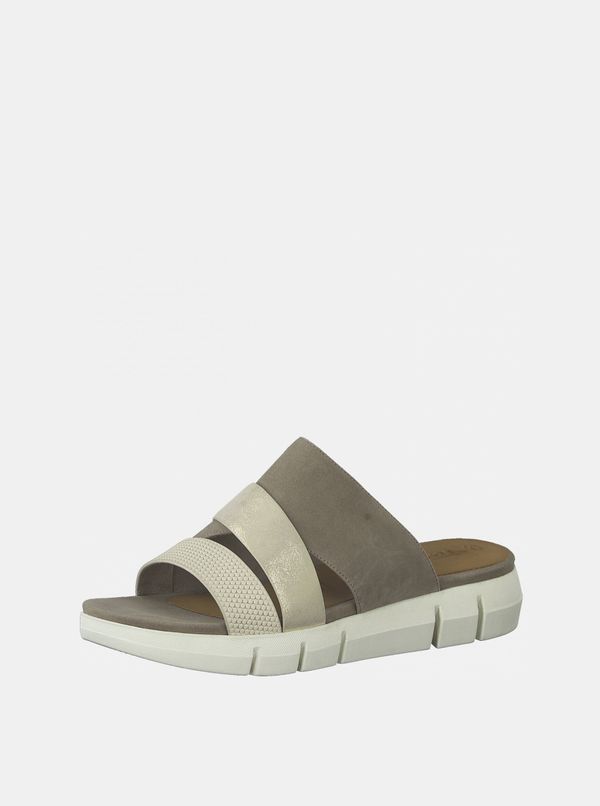 Tamaris Cream-grey Tamaris Leather Slippers - Women