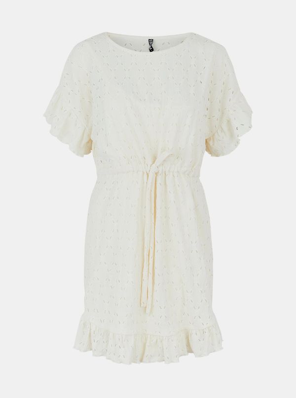 Pieces Cream Perforated Waist Dress Pieces Life - Women