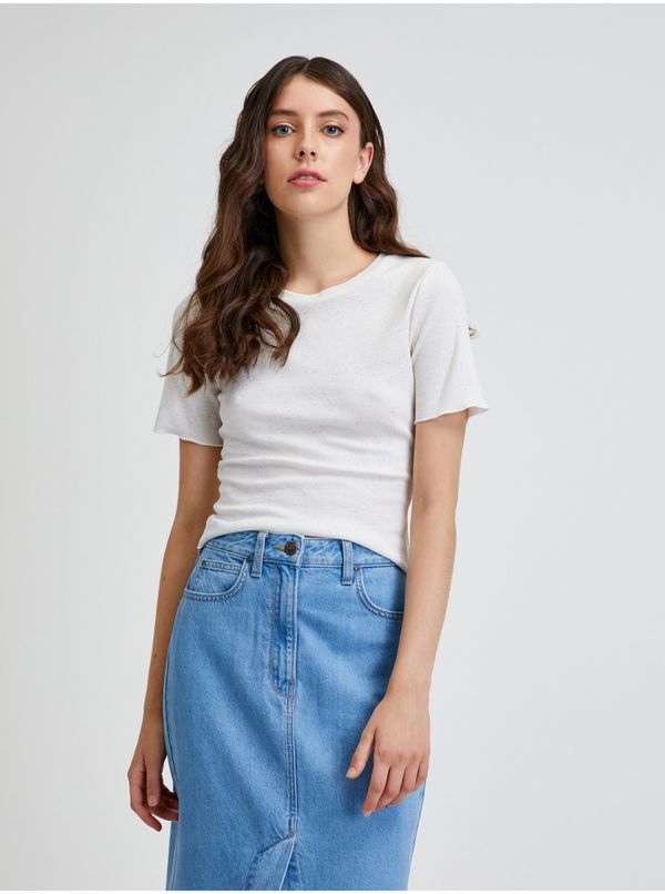 Noisy May Cream ribbed T-Shirt Noisy May Tiger - Women