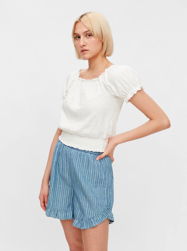 Pieces Cream Short Blouse Pieces Leaf - Ladies