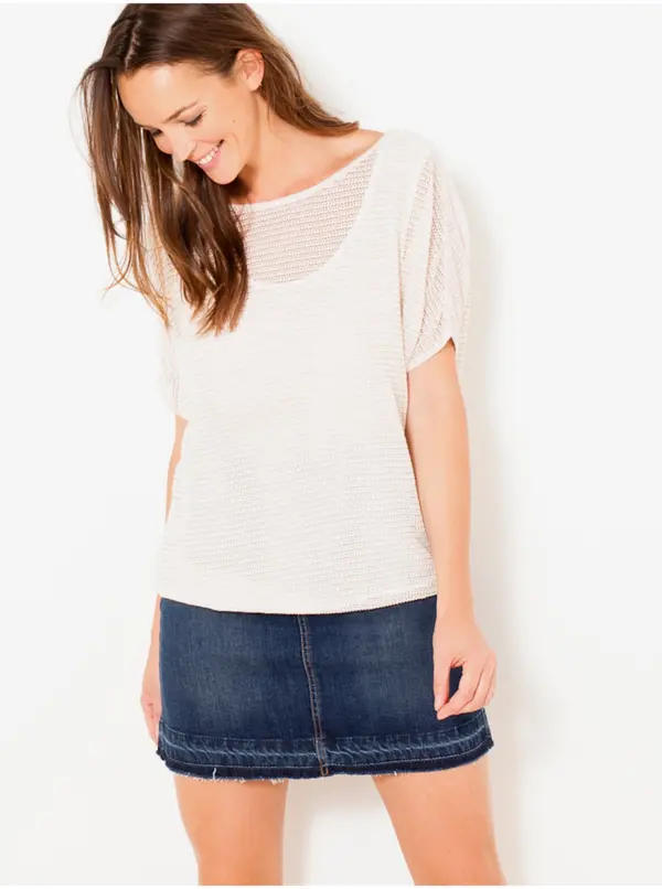 CAMAIEU Cream Striped T-Shirt CAMAIEU - Women