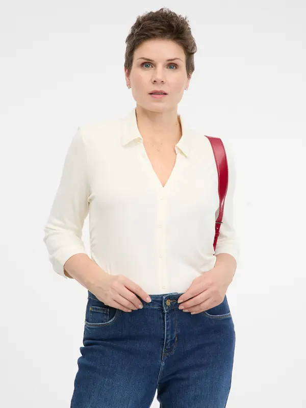 Orsay Cream Women's Collared Blouse ORSAY - Women's