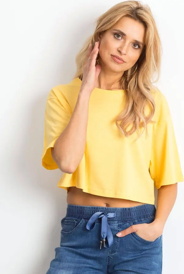 Yups Cropped blouse solid yellow
