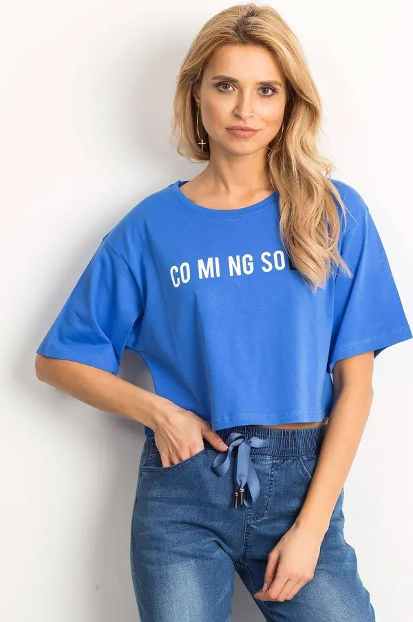 Yups Cropped blouse with text print blue