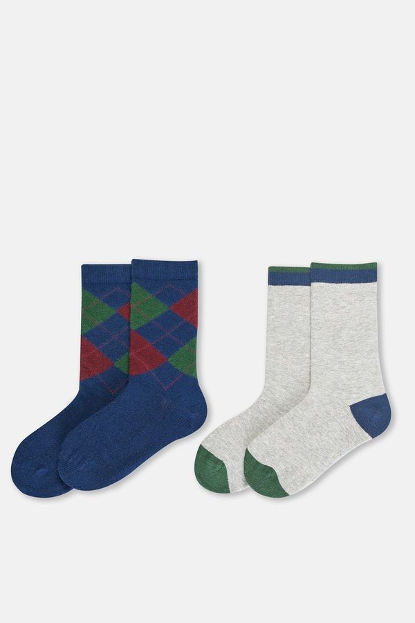 Dagi Dagi Boy Green 2 Pack Diamond Patterned Socks