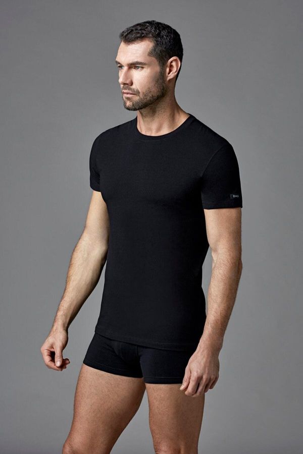 Dagi Dagi Мъжка черна компактна тениска с О-образно деколте
