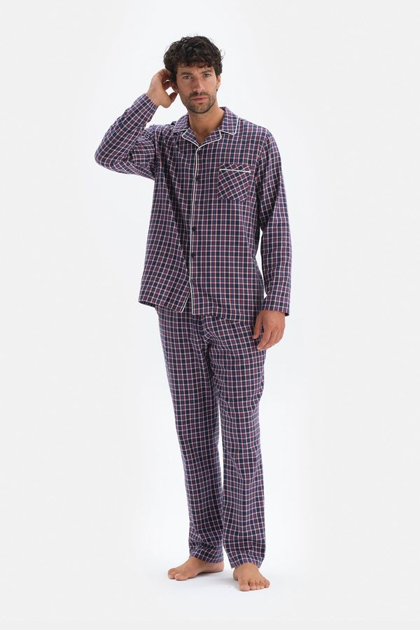 Dagi Dagi Navy Blue Plaid Pajamas Set