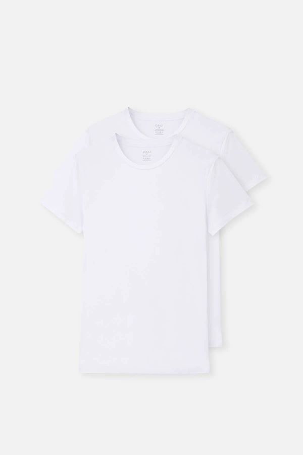 Dagi Dagi White D5120 Компактна тениска с О-образно деколте 2-Pack