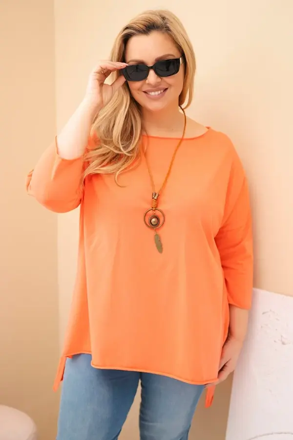 Kesi Włoski Дамска асиметрична блуза с големи размери и колие