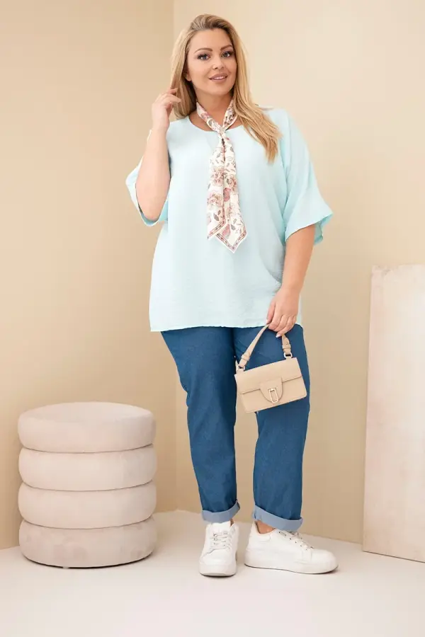 Kesi Włoski Дамска блуза от вискоза Kesi Włoski с къс ръкав