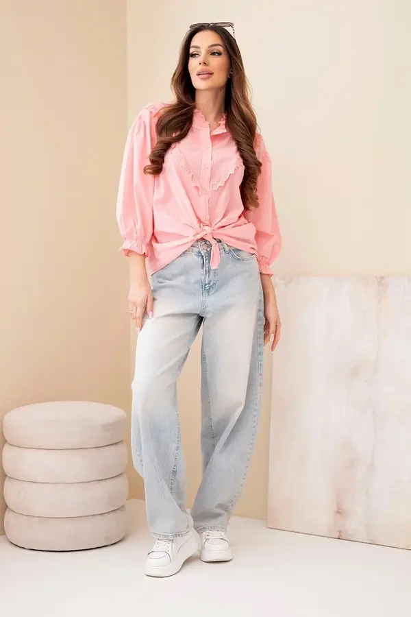 Kesi Włoski Дамска блуза с дантела и връзка отпред