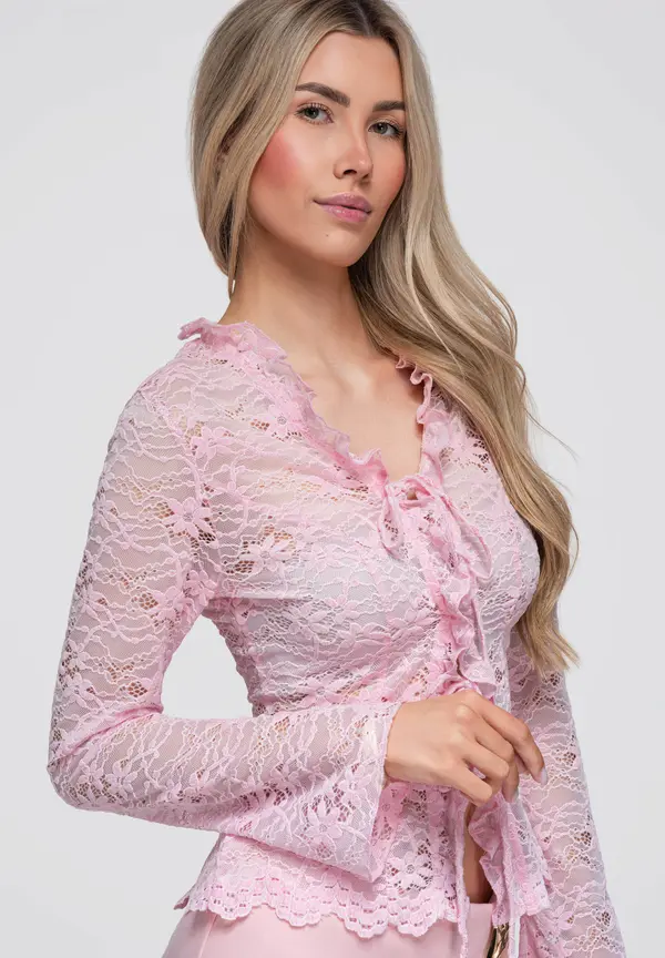 Ombre Дамска блуза с дантела омбре