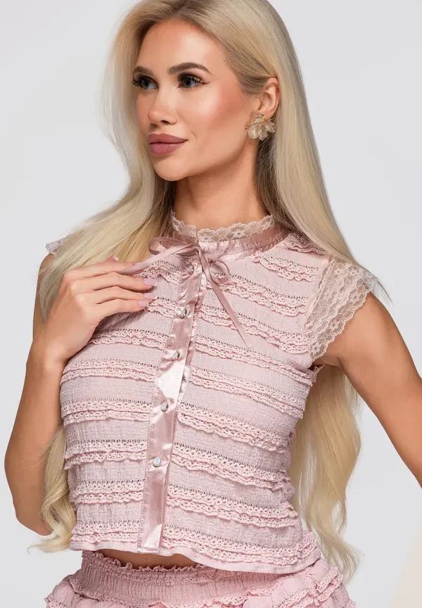 Ombre Дамска блуза с дантела омбре