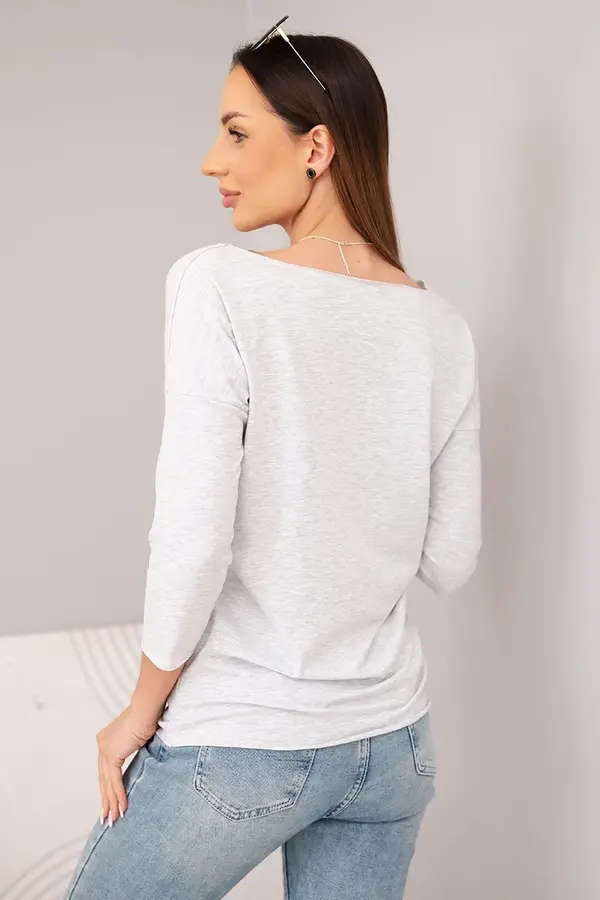 Kesi Дамска блуза с деколте тип „лодка“, светло сива