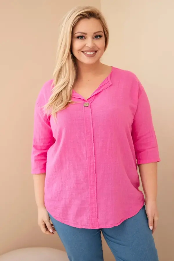 Kesi Włoski Дамска блуза с големи размери Kesi Włoski с деколте с копчета