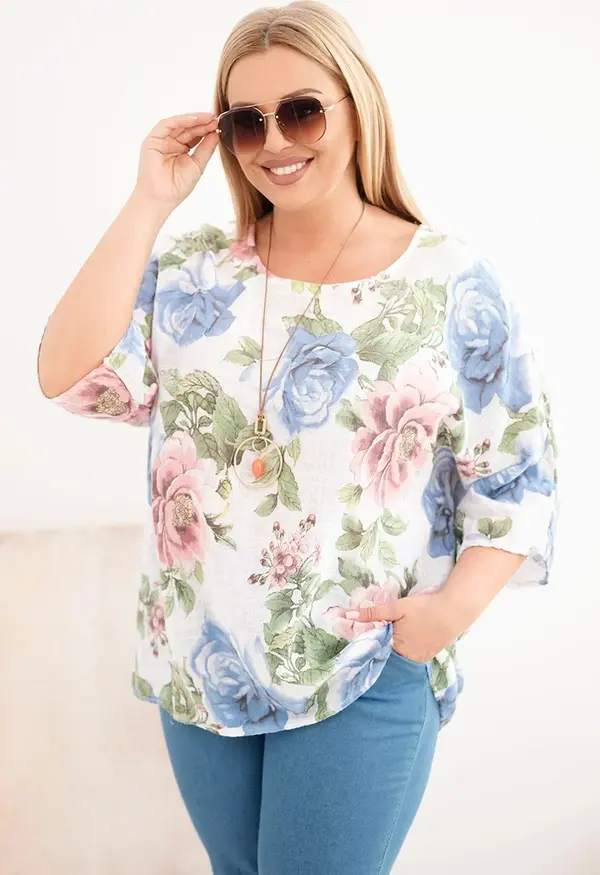 Kesi Włoski Дамска блуза с големи размери Kesi Włoski с флорален мотив