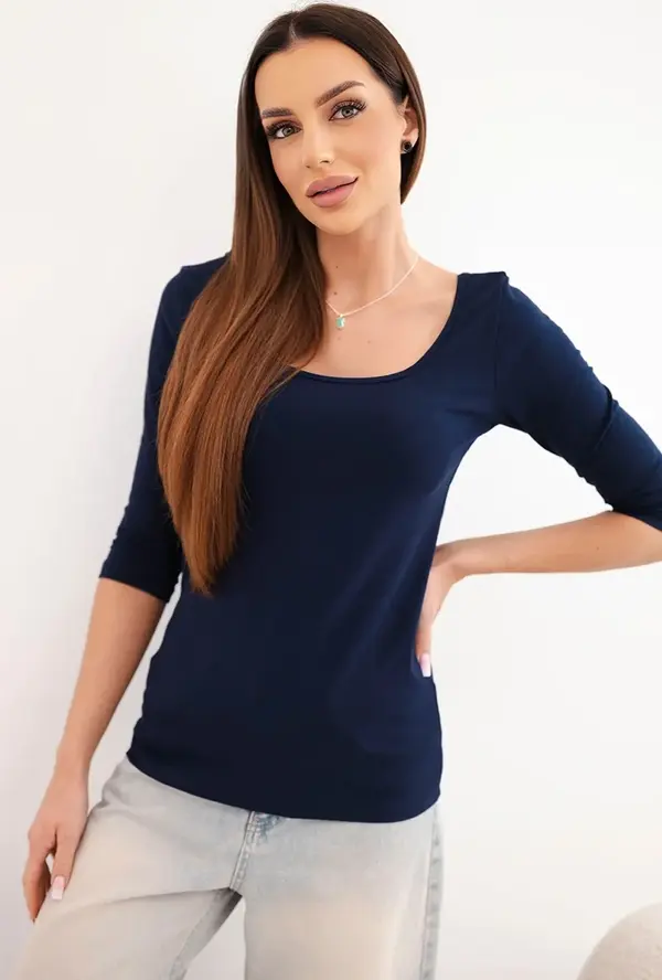 Kesi Дамска блуза с кръгло деколте, тъмносиня