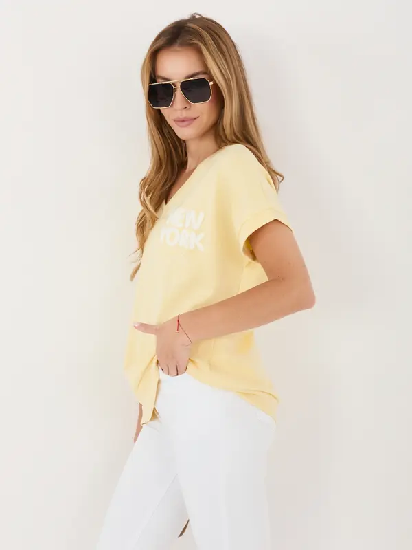 RELEVANCE Дамска блуза с надпис светло жълта