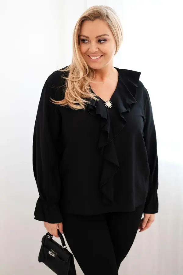 Kesi Дамска блуза с волани и брошка