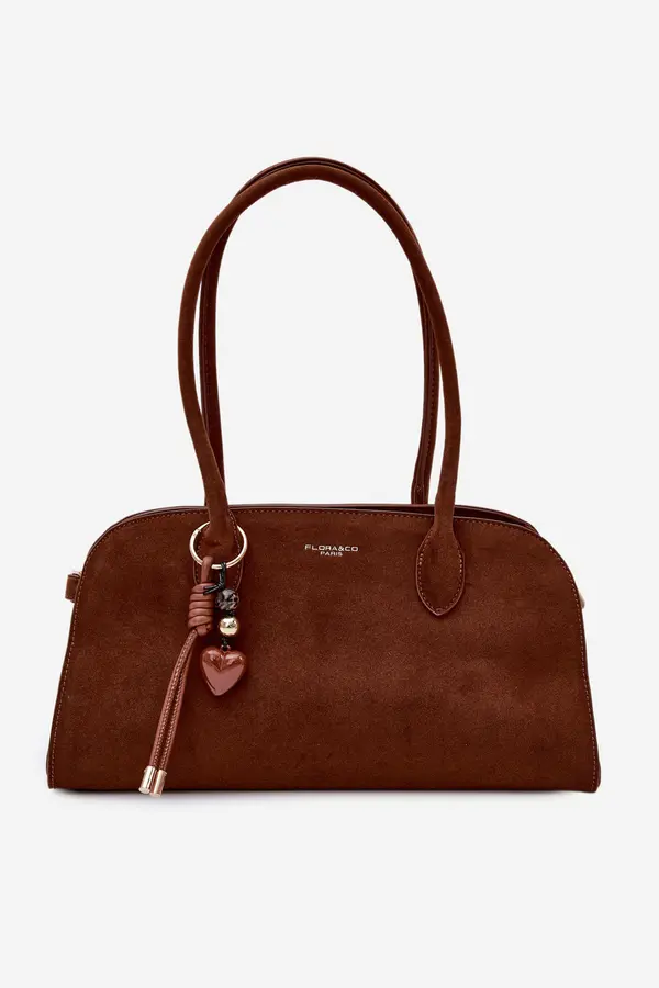 FLORA & CO Дамска чанта Flora&amp;Co с висулка Camel Violette