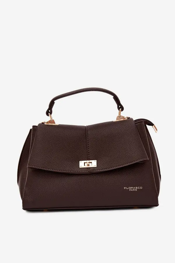 FLORA & CO Дамска чанта от естествена кожа Flora&amp;Co Sybella в шоколадов цвят