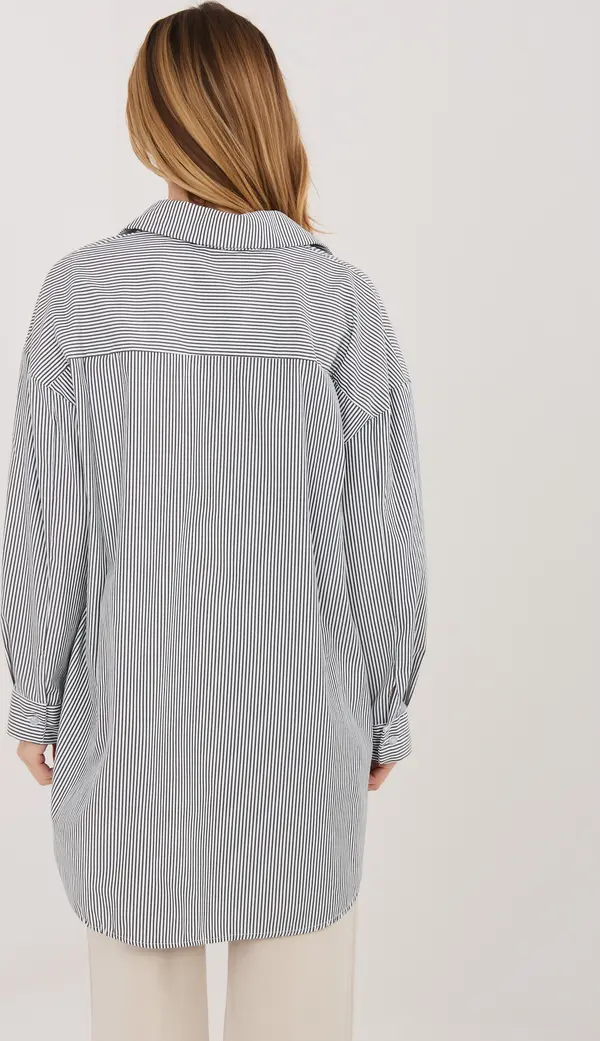 Italy Moda Дамска черна памучна риза на райета