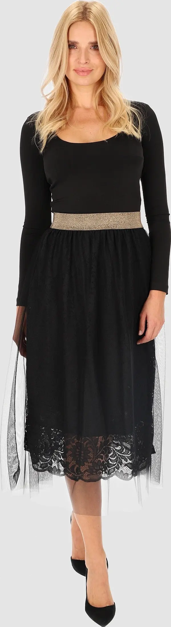 PERSO Дамска дантелена миди пола