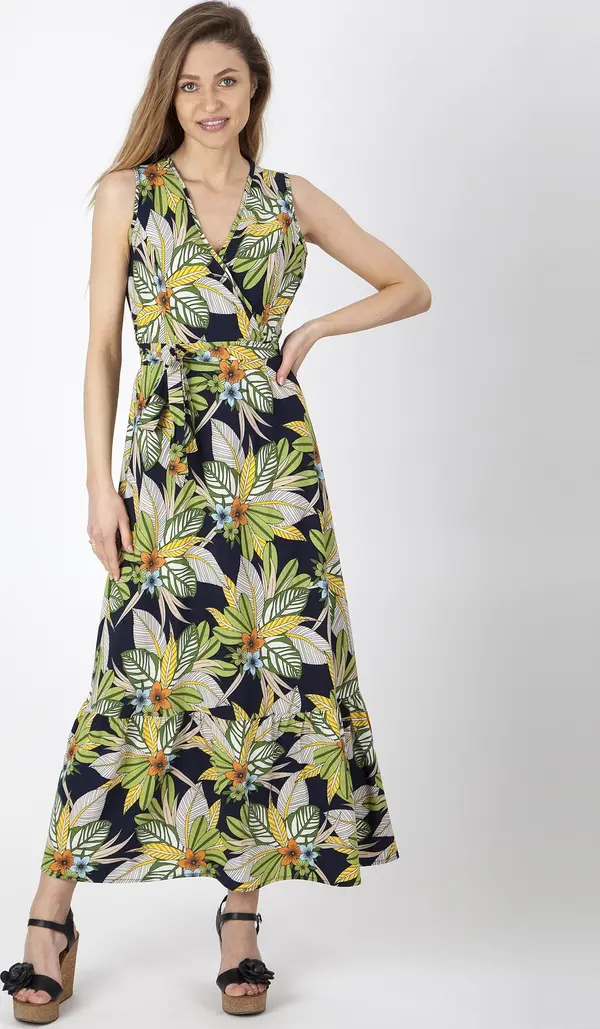 PERSO Дамска дълга рокля с флорален мотив