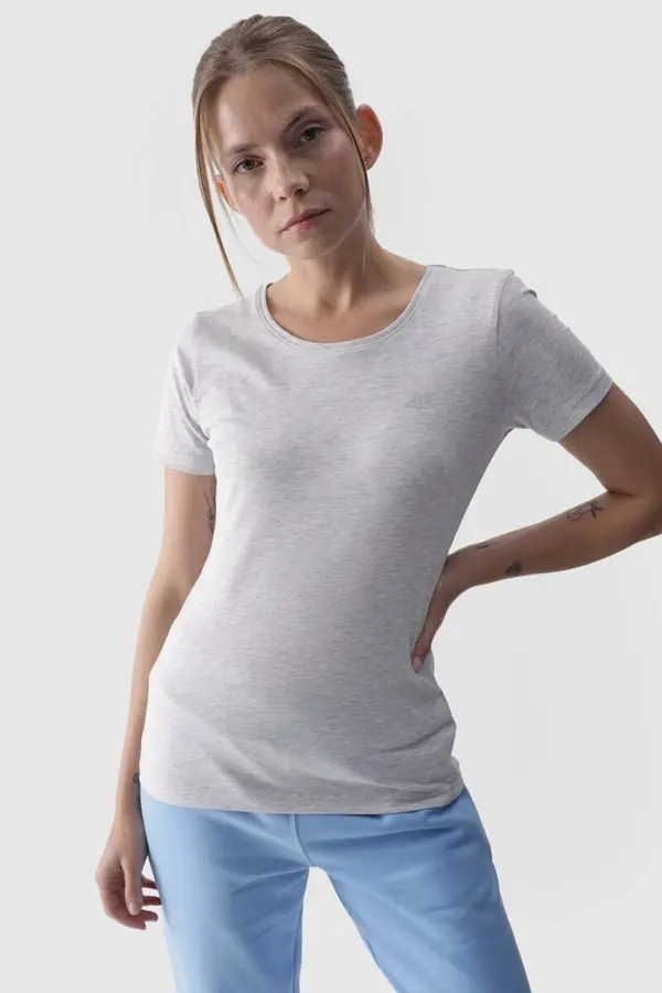 4F Дамска гладка тениска с лого Сива 4F