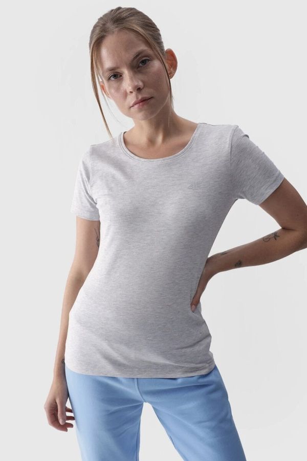 4F Дамска гладка тениска с лого Сива 4F