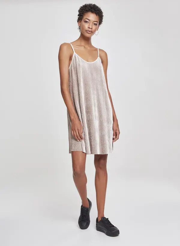 Urban Classics Дамска кадифена рокля в бежово