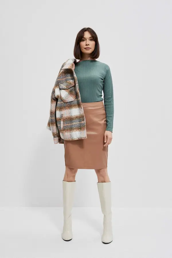 Marisse Дамска кафява пола тип „калъф“ Moodo