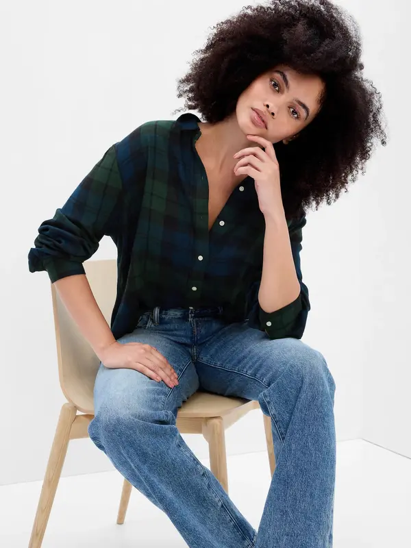 GAP Дамска карирана фланелена риза GAP