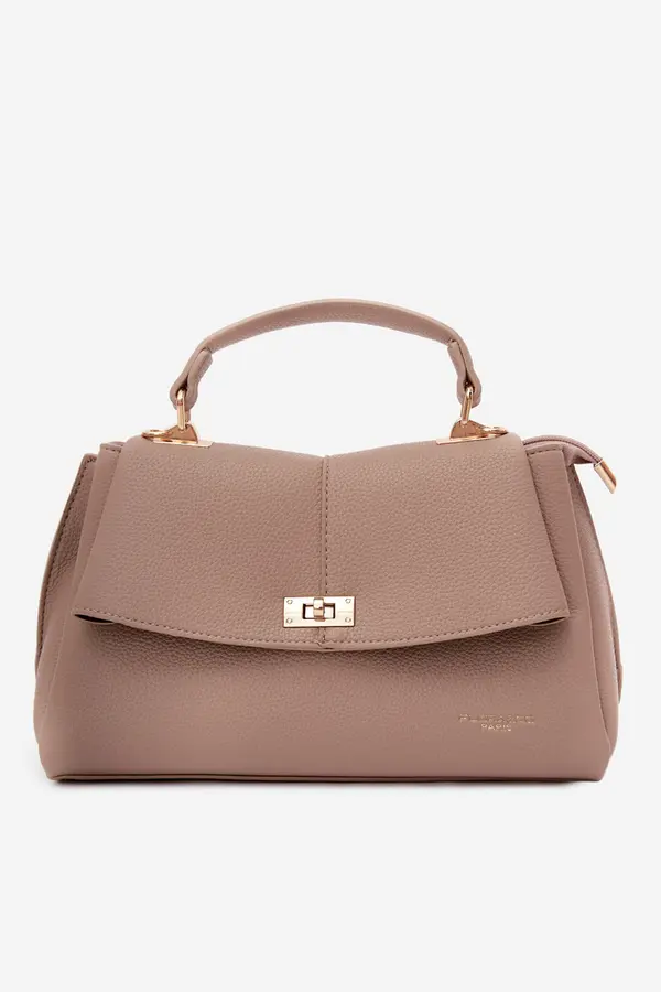 FLORA & CO Дамска кожена чанта Flora&amp;Co бежова Sybella