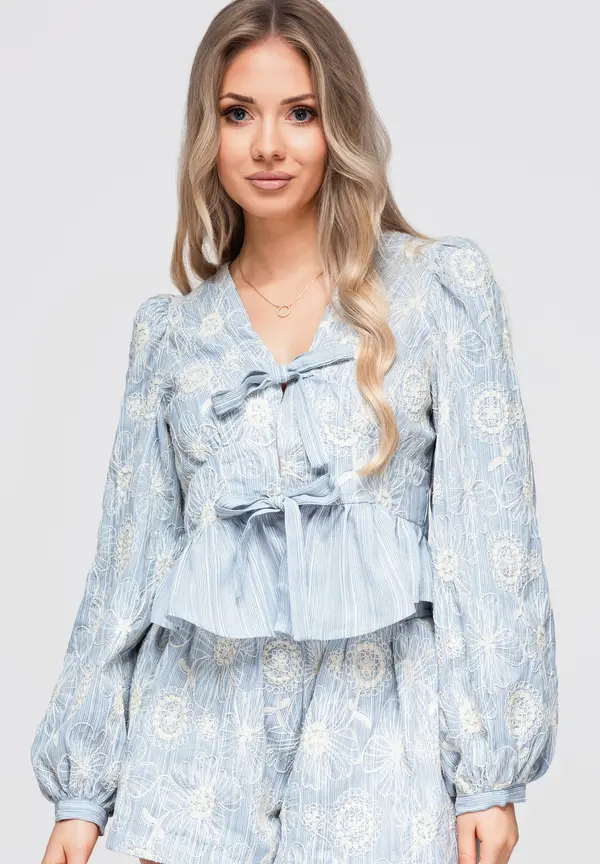 Ombre Дамска къса блуза Ombre с връзки отпред