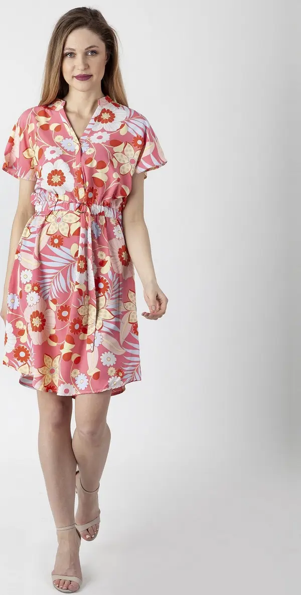 PERSO Дамска лятна рокля с къси ръкави тип кимоно