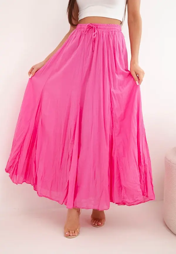 Kesi Włoski Дамска макси пола Kesi с еластична талия, цвят камил