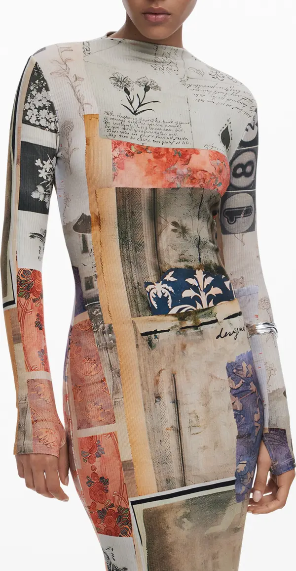 DESIGUAL Дамска миди рокля Desigual в бежово