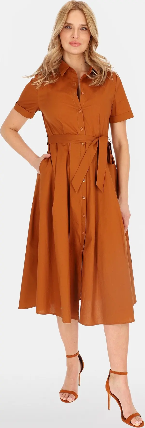 PERSO Дамска миди рокля с копчета