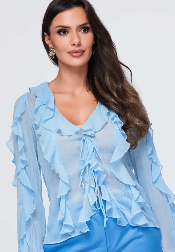 Ombre Дамска омбре блуза с волани