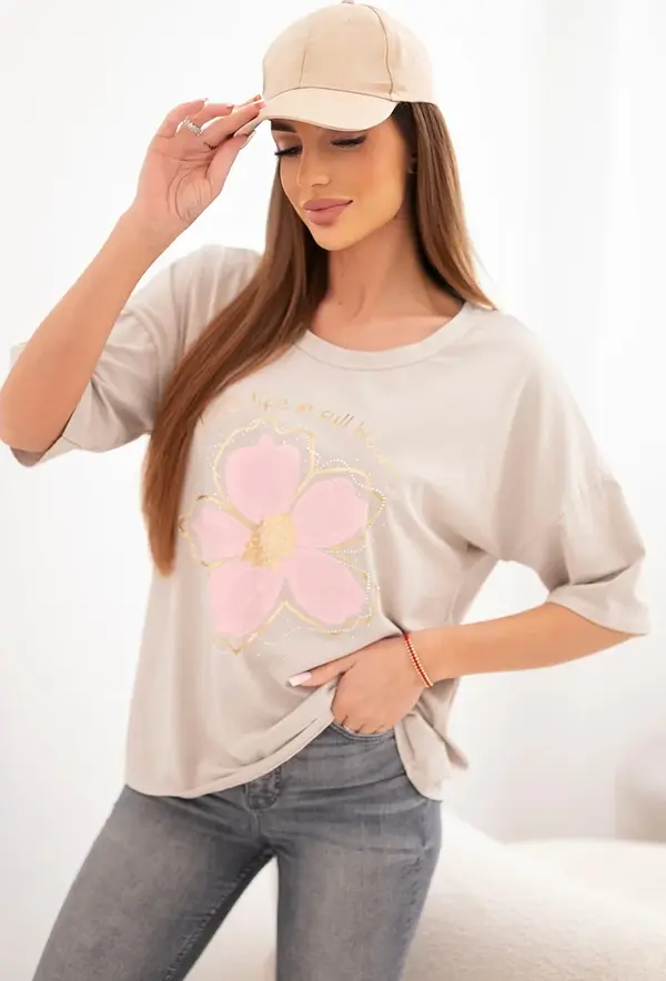 Kesi Włoski Дамска овърсайз блуза с флорален принт