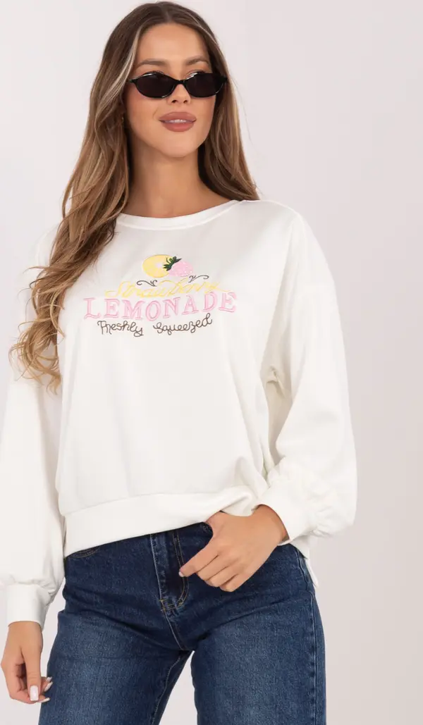 RUE PARIS Дамска овърсайз блуза в екрю с надписи