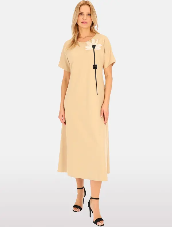 PERSO Дамска памучна рокля с 3D принт