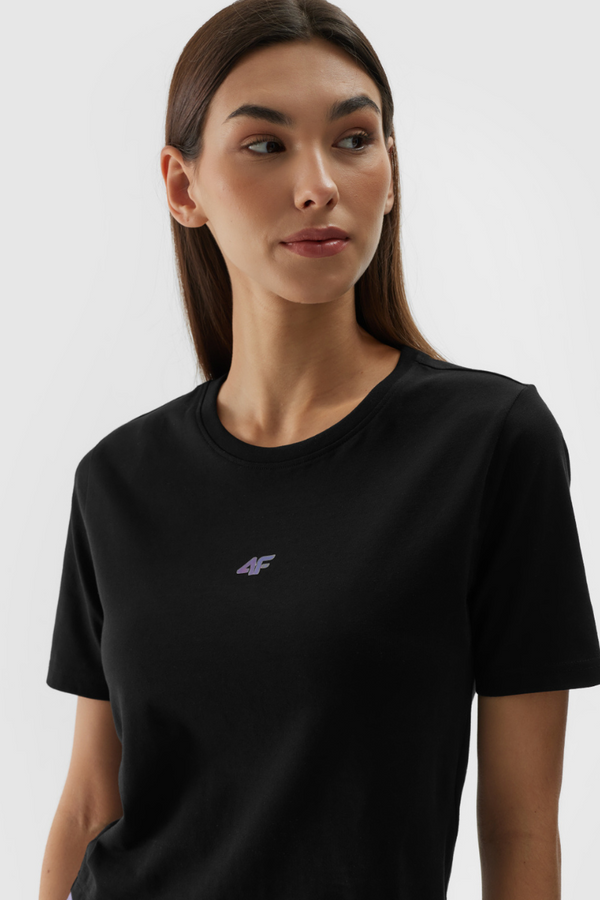 4F Дамска памучна тениска Slim Cropped 4F Черна 4FWAW24TTS