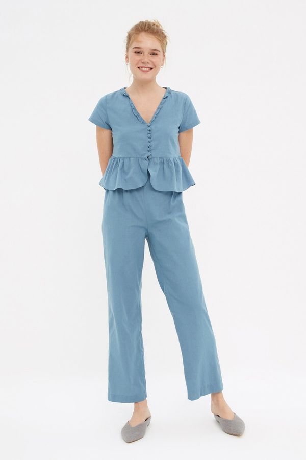 Trendyol Дамска пижама Trendyol Frill detailed