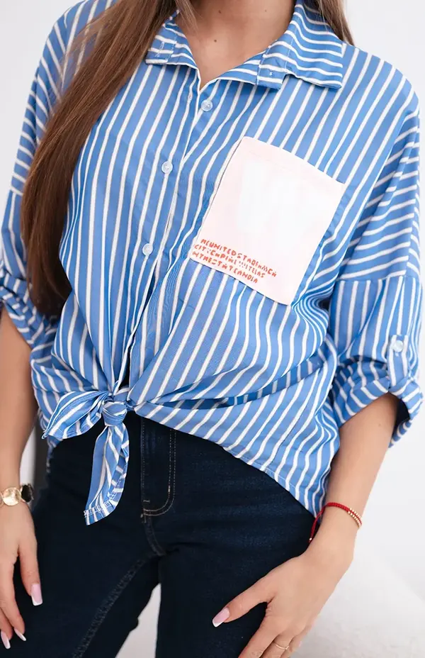 Kesi Włoski Дамска раирана риза с дънкова панделка