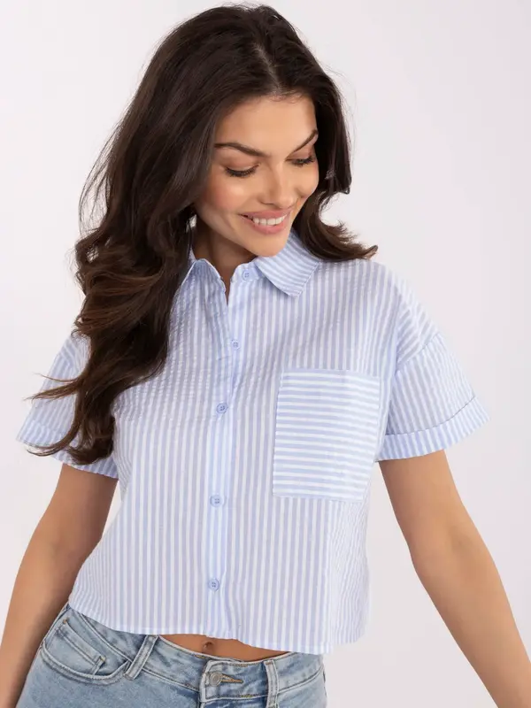 Vinceotto Дамска раирана риза с къс ръкав