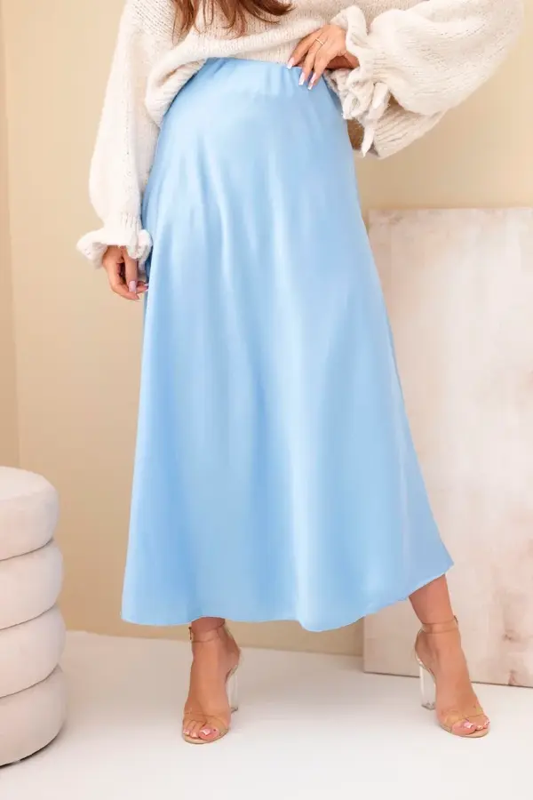 Kesi Włoski Дамска разкроена вискозна пола Kesi Włoski, синя