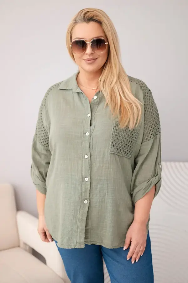 Kesi Włoski Дамска риза Kesi с големи размери и дантела