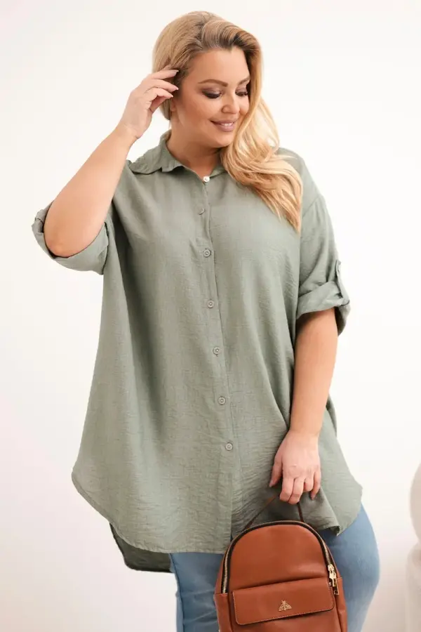 Kesi Włoski Дамска риза Kesi Włoski Plus Size с удължен гръб